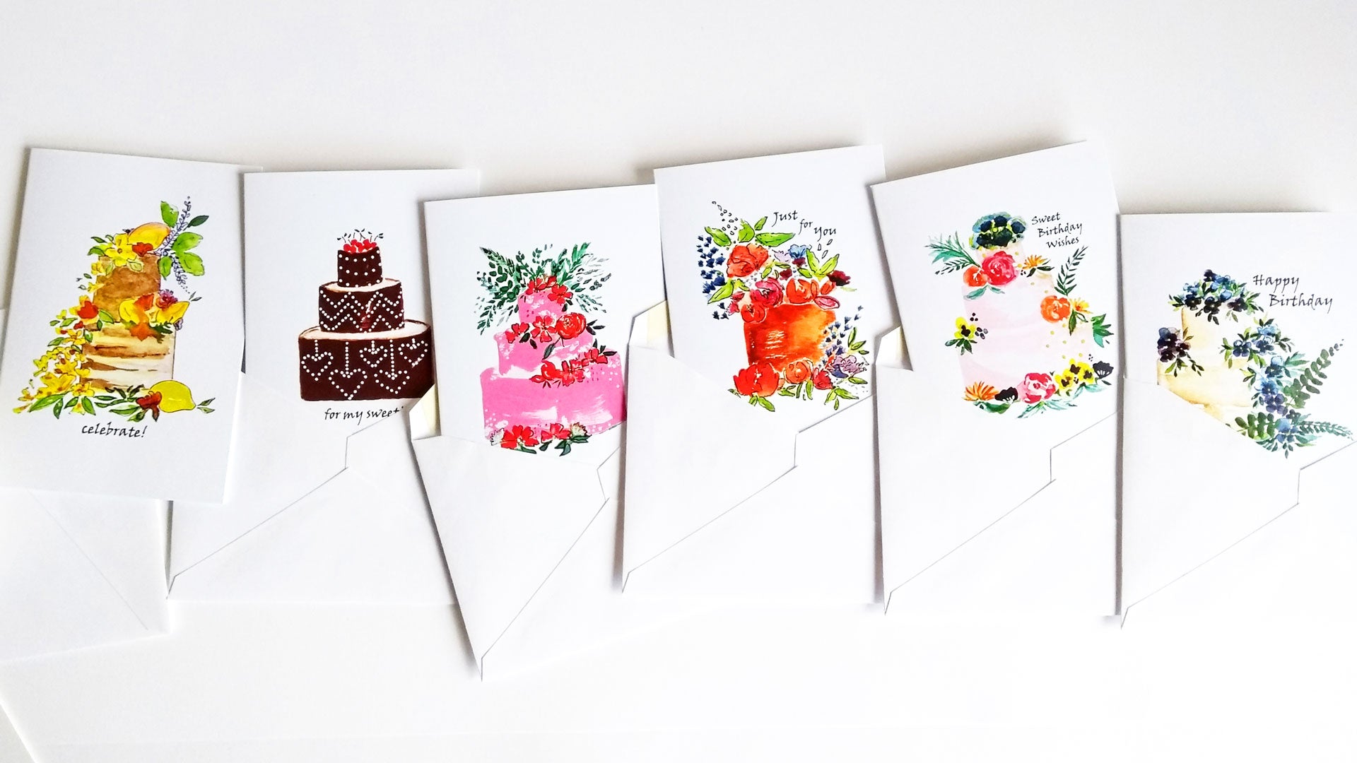 Botanical cake greeting cards