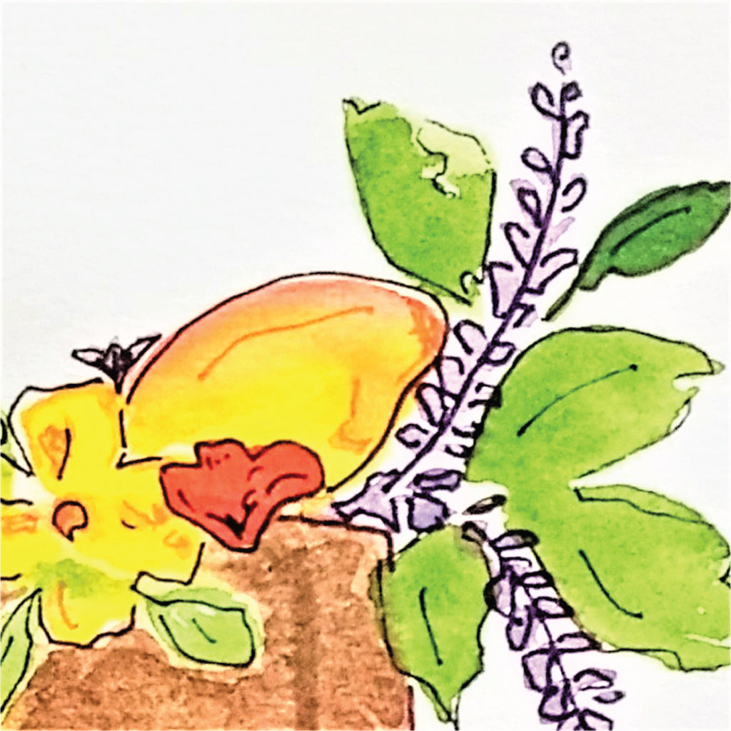 Five Patch Design close up of watercolor floral cake painting