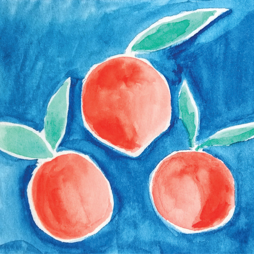 Five Patch Design painting of 3 peaches