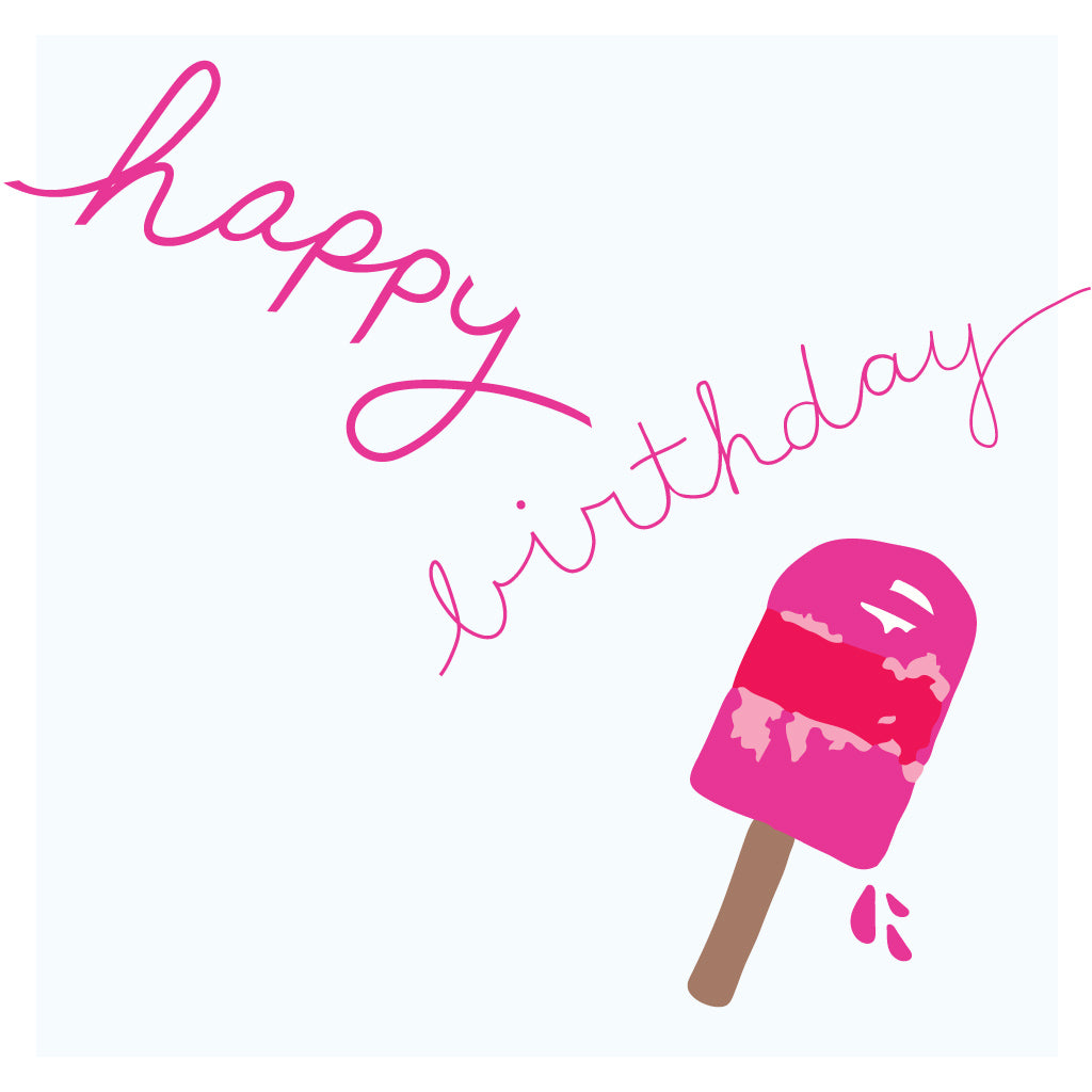 Five Patch Design happy birthday hand lettering with popsicle illustration