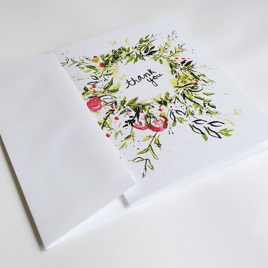 Five Patch Design Wreath Thank You Greeting Card