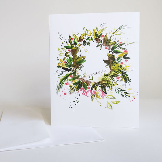 Five Patch Design Wreath Peace Greeting Card