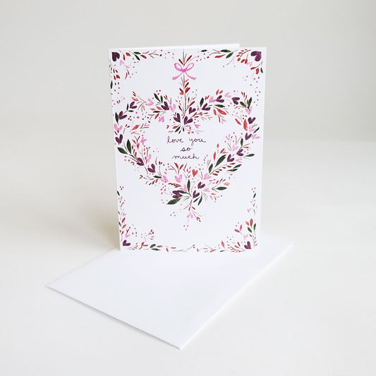 Five Patch Design Love You So Much Botanical Heart Wreath Greeting Card with Envelope