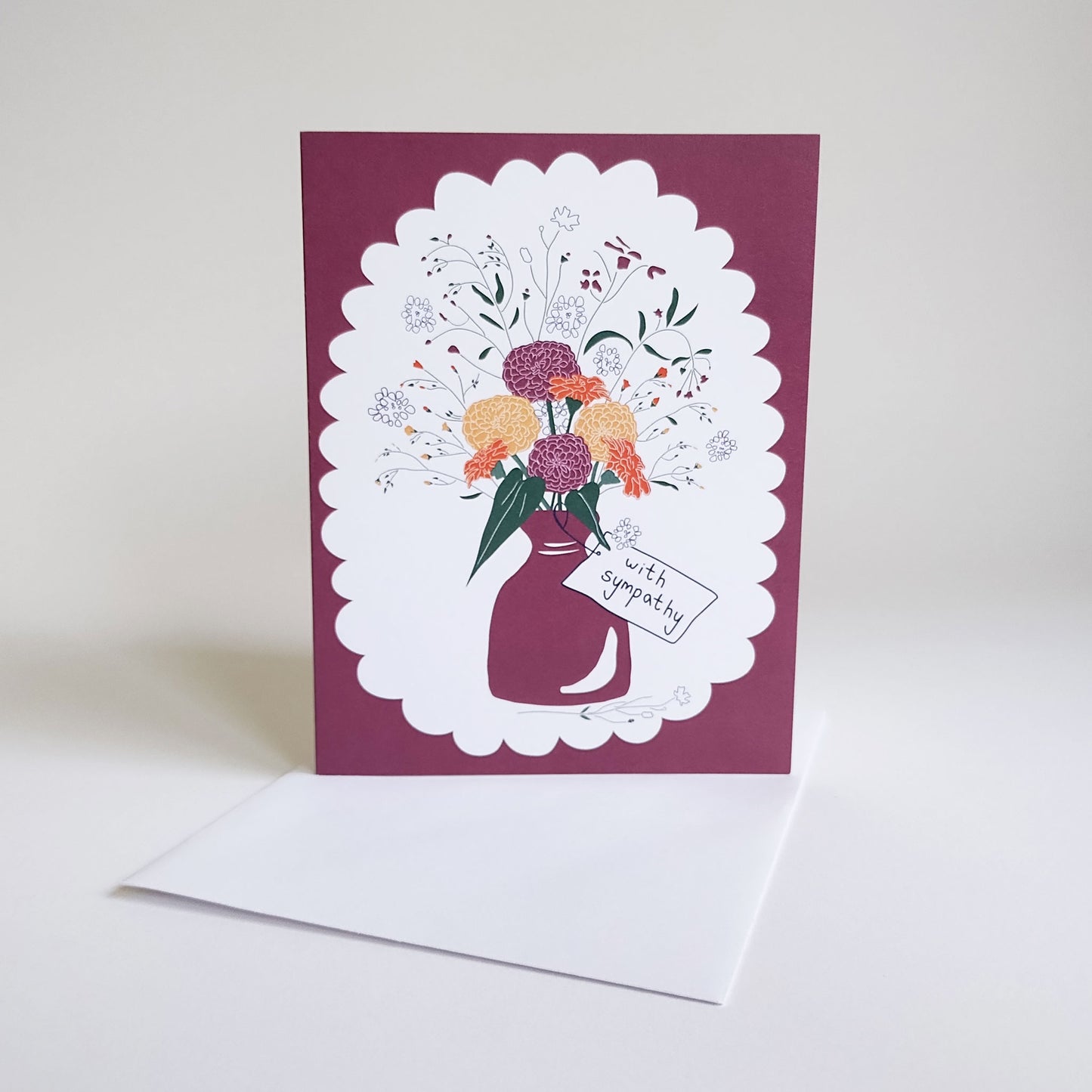 Five Patch Design With Sympathy greeting card and envelope