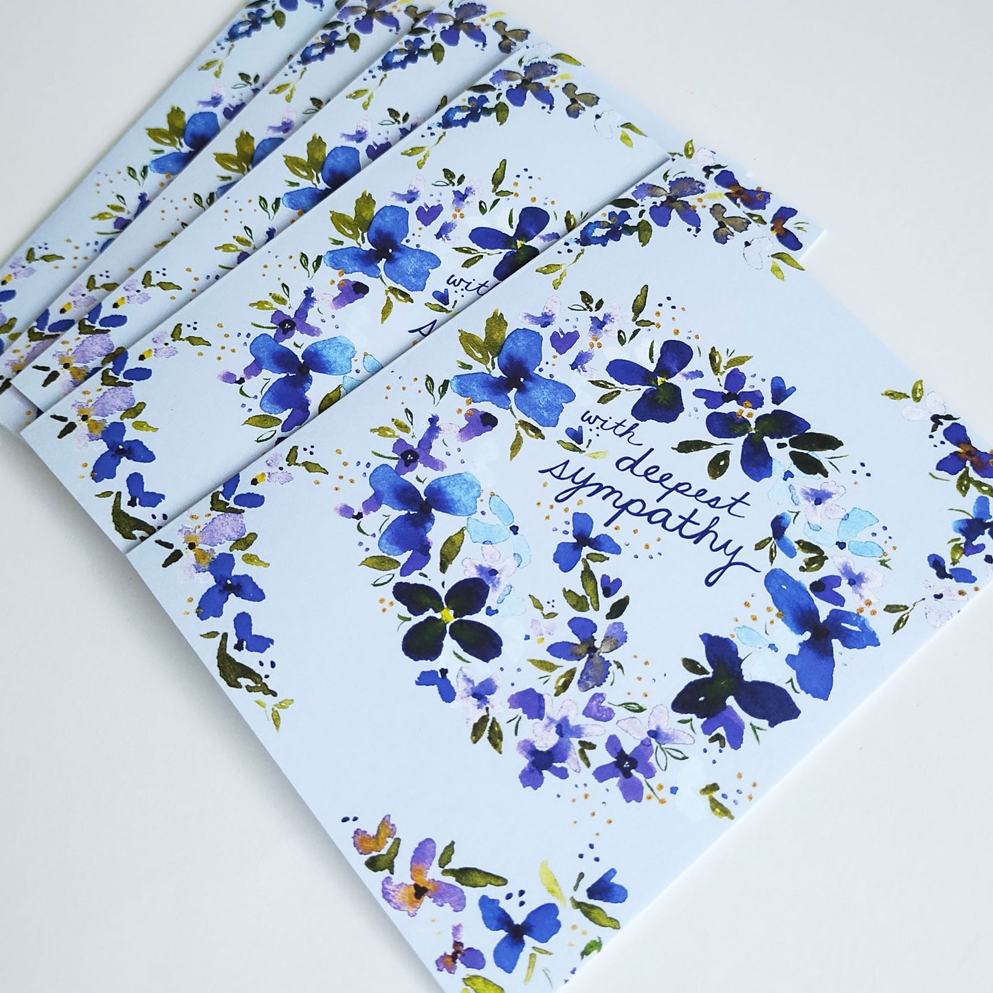 Five Patch Design With Deepest Sympathy Watercolor Wreath Greeting Cards