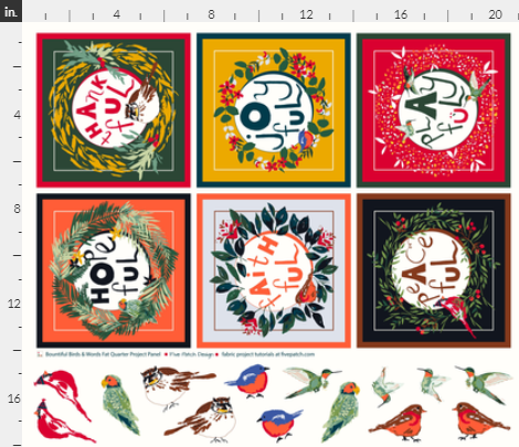 Five Patch Design Bountiful Autumn fat quarter project panel