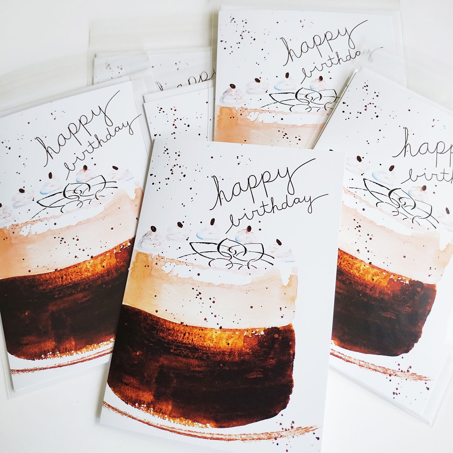 Five Patch Design Happy Birthday Cappuccino Cake Greeting Cards