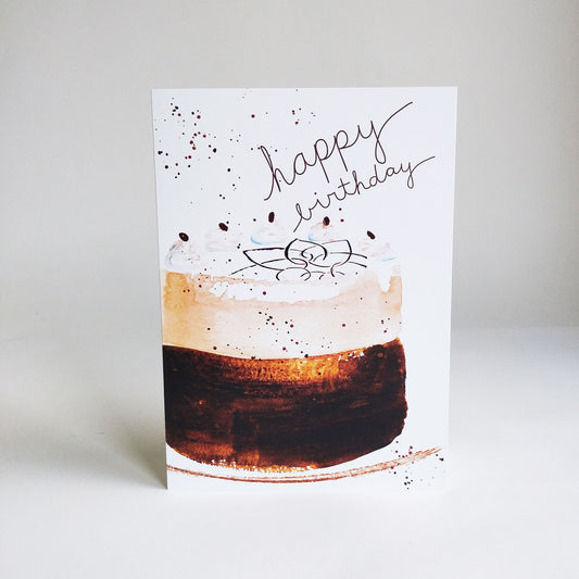 Five Patch Design Happy Birthday Cappuccino Cake Greeting Card