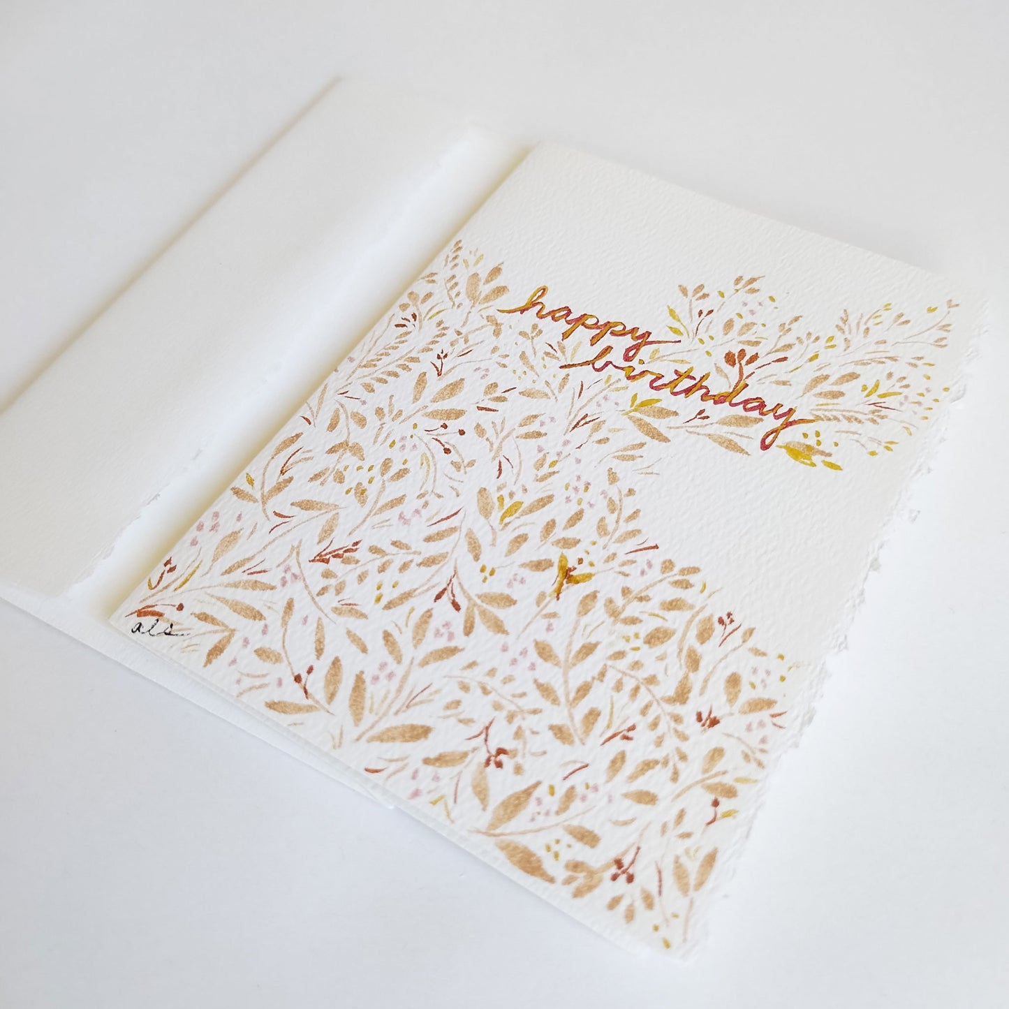 Five Patch Design Original Happy Birthday Greeting Card with envelope shown at an angle