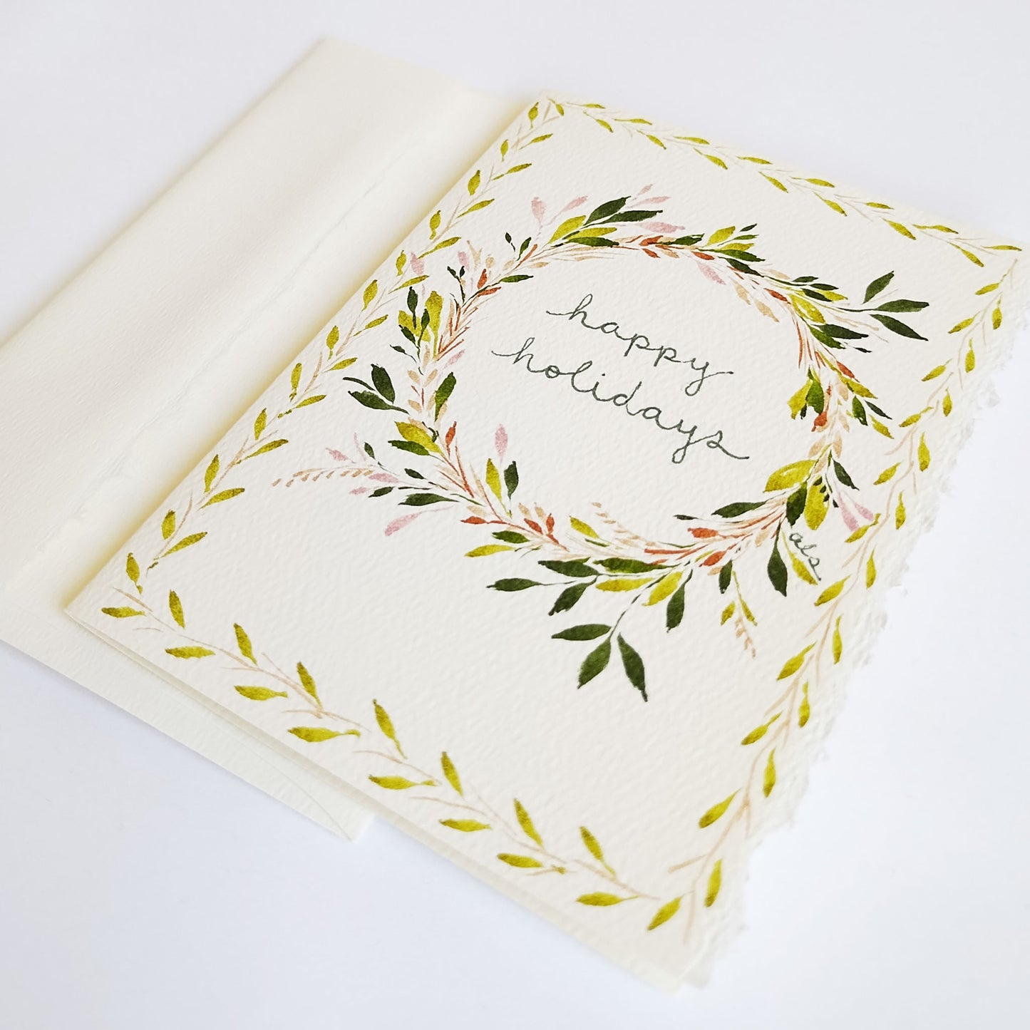 Five Patch Design Original Happy Holidays Greeting Card with envelope shown at an angle