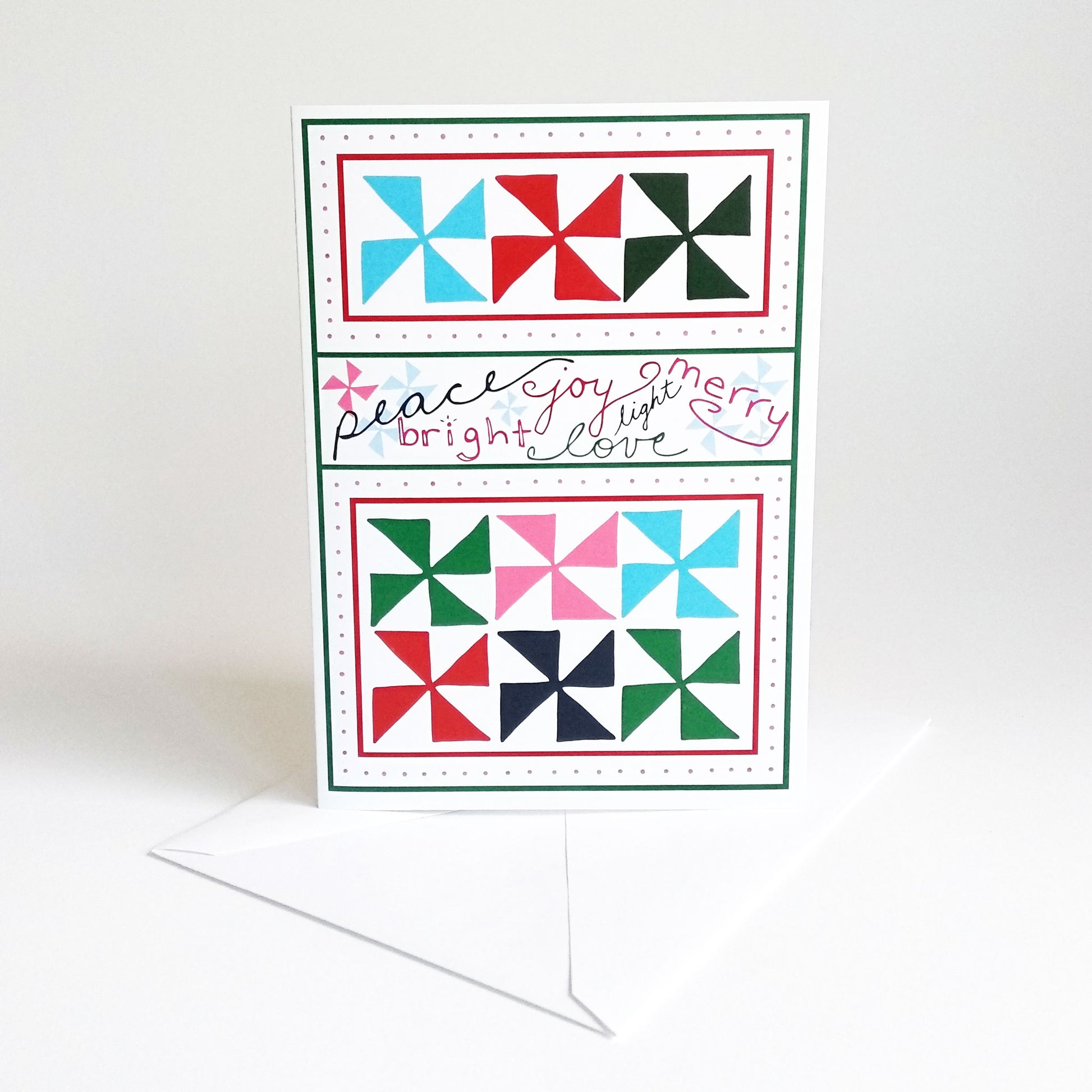 Five Patch Design Peace Love Joy Holiday Greeting Card