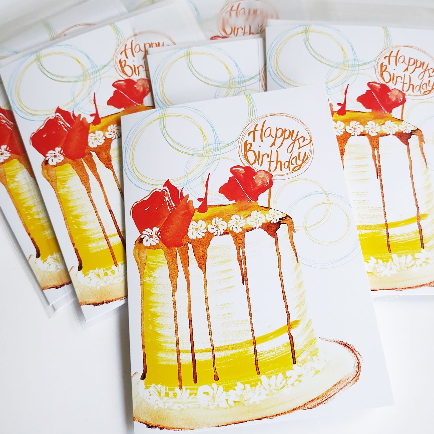 Five Patch Design Happy Birthday Salted Caramel Cake Greeting Cards