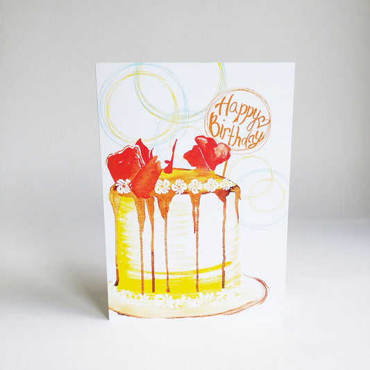 Five Patch Design Happy Birthday Salted Caramel Cake Greeting Card