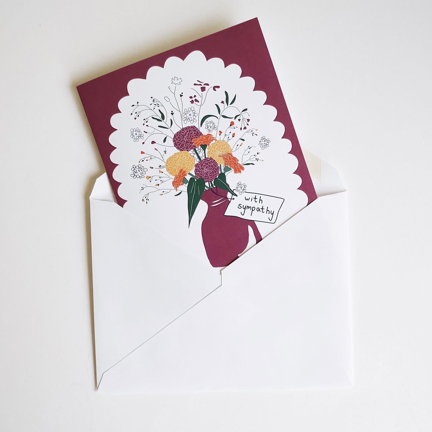 Five Patch Design With Sympathy greeting card and envelope