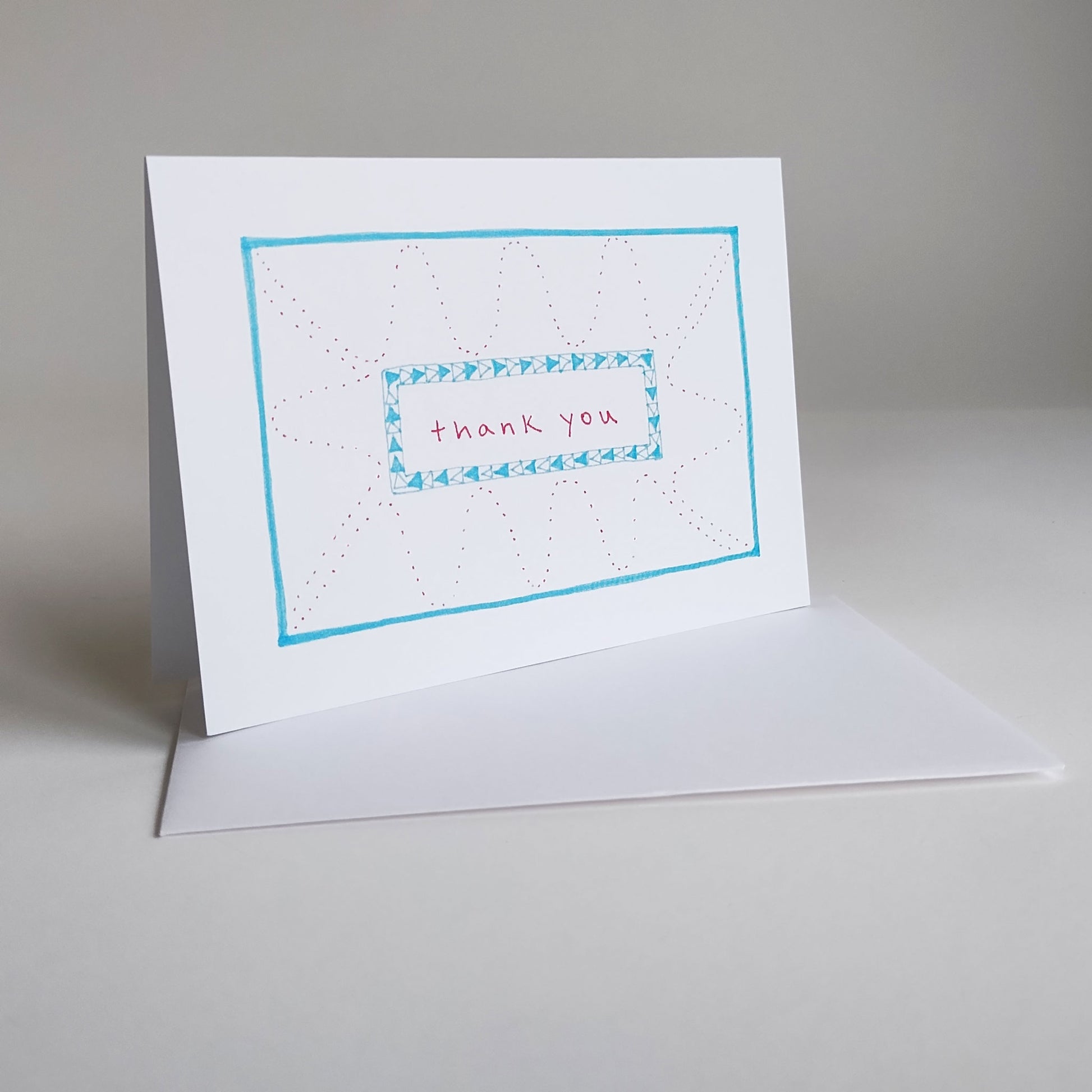 Five Patch Design Red and Blue Squiggles Thank You Greeting Card