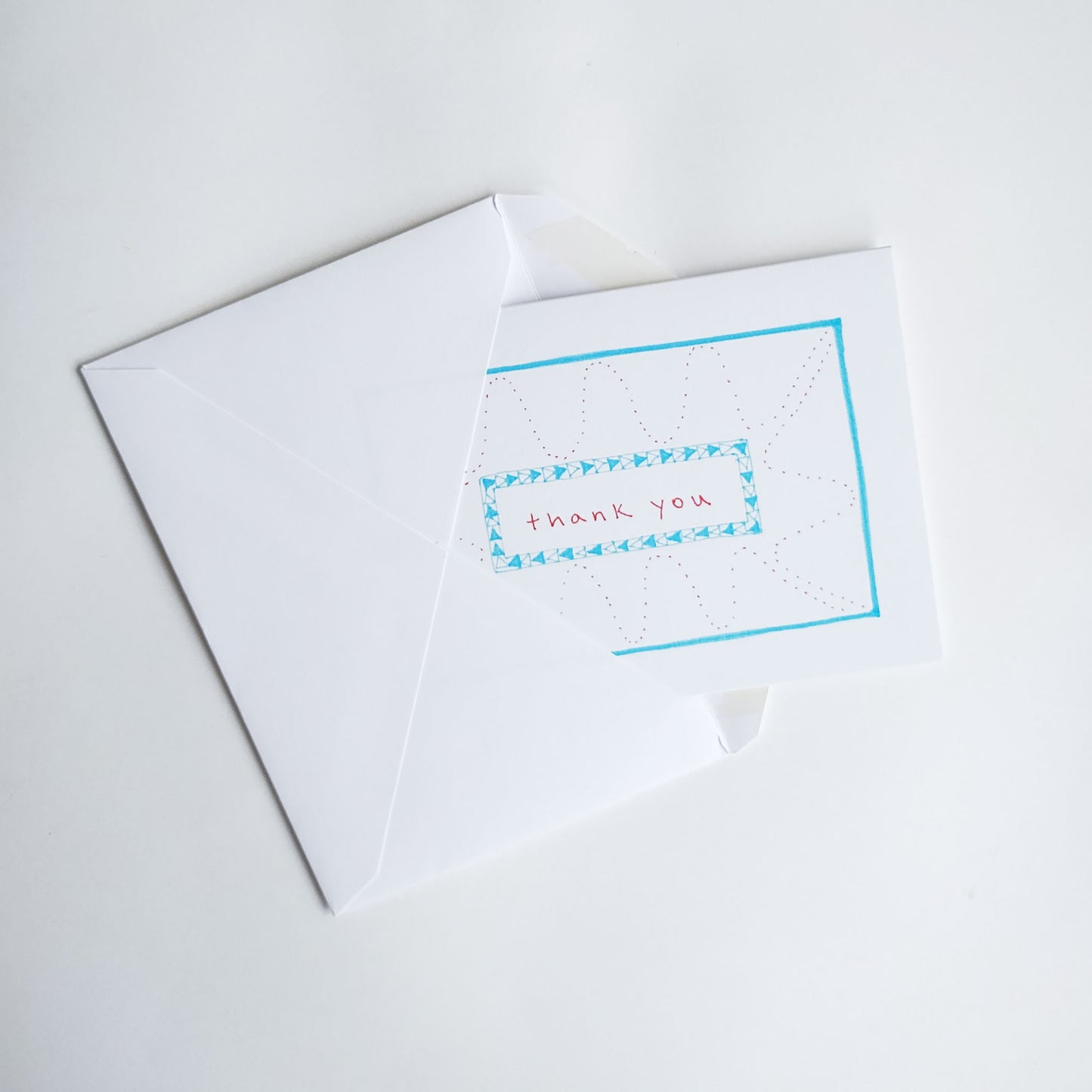 Five Patch Design Red and Blue Squiggles Thank You Greeting Card
