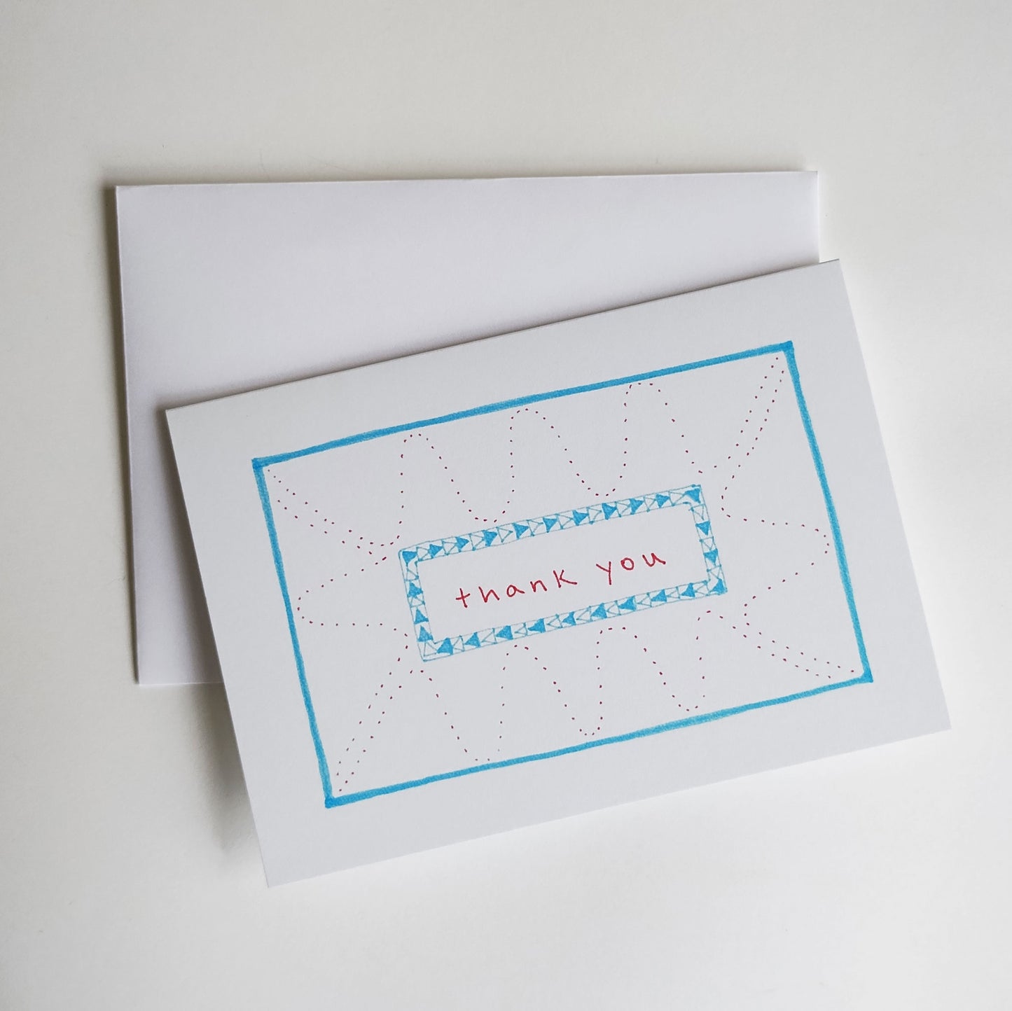 Five Patch Design Red and Blue Squiggles Thank You Greeting Card