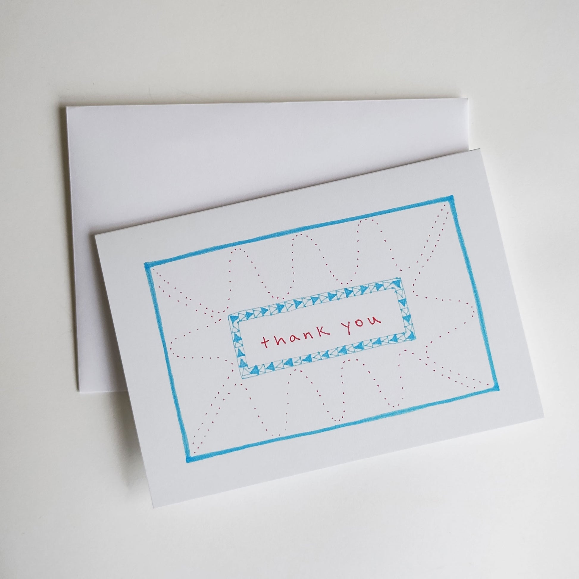 Five Patch Design Red and Blue Squiggles Thank You Greeting Card