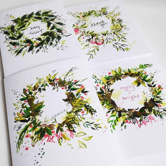 Five Patch Design Wreath Greeting Card