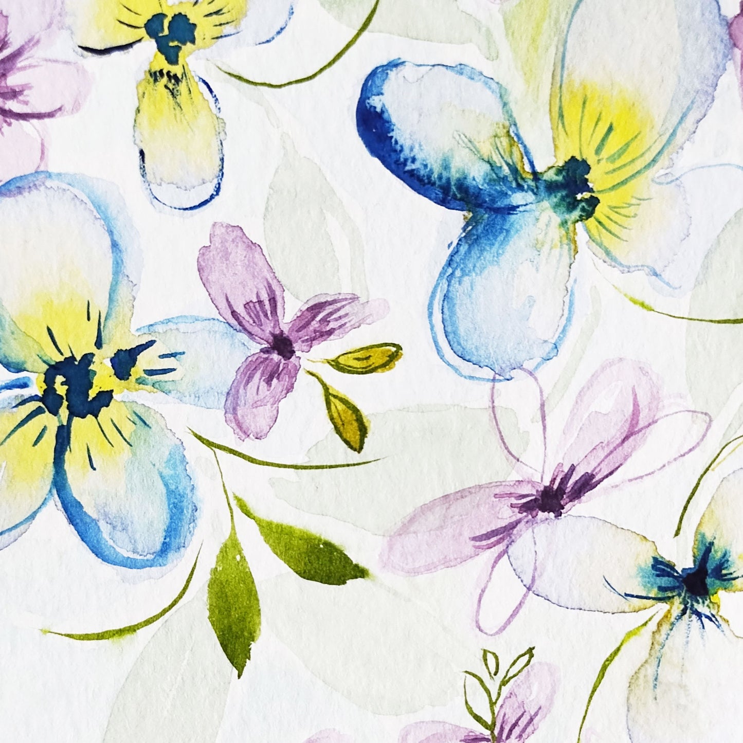 Five Patch Design Heart's Ease collection original watercolor painting close up