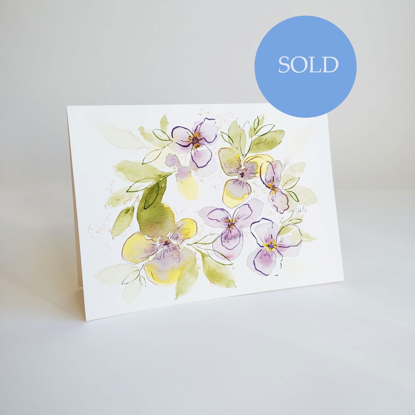 Five Patch Design Heart's Ease collection original watercolor greeting card