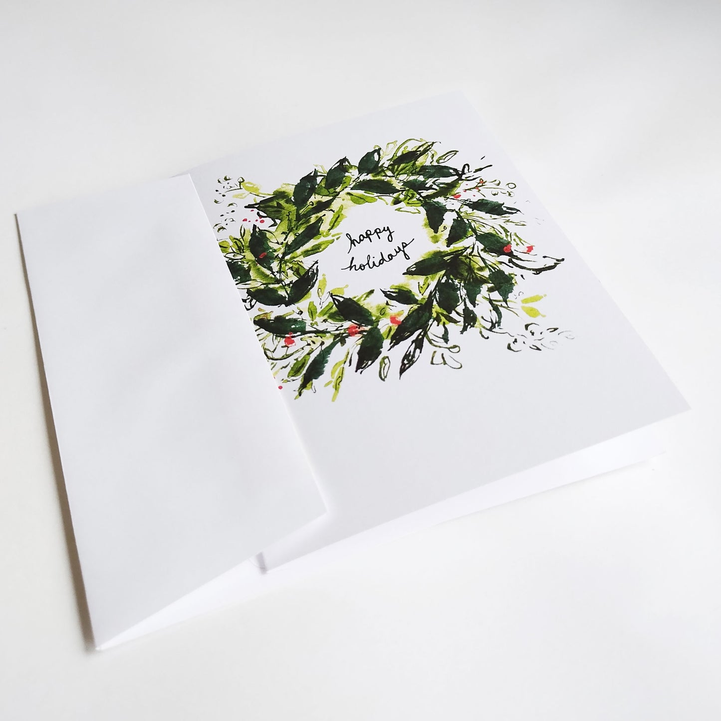 Five Patch Design Wreath Happy Holidays Greeting Card