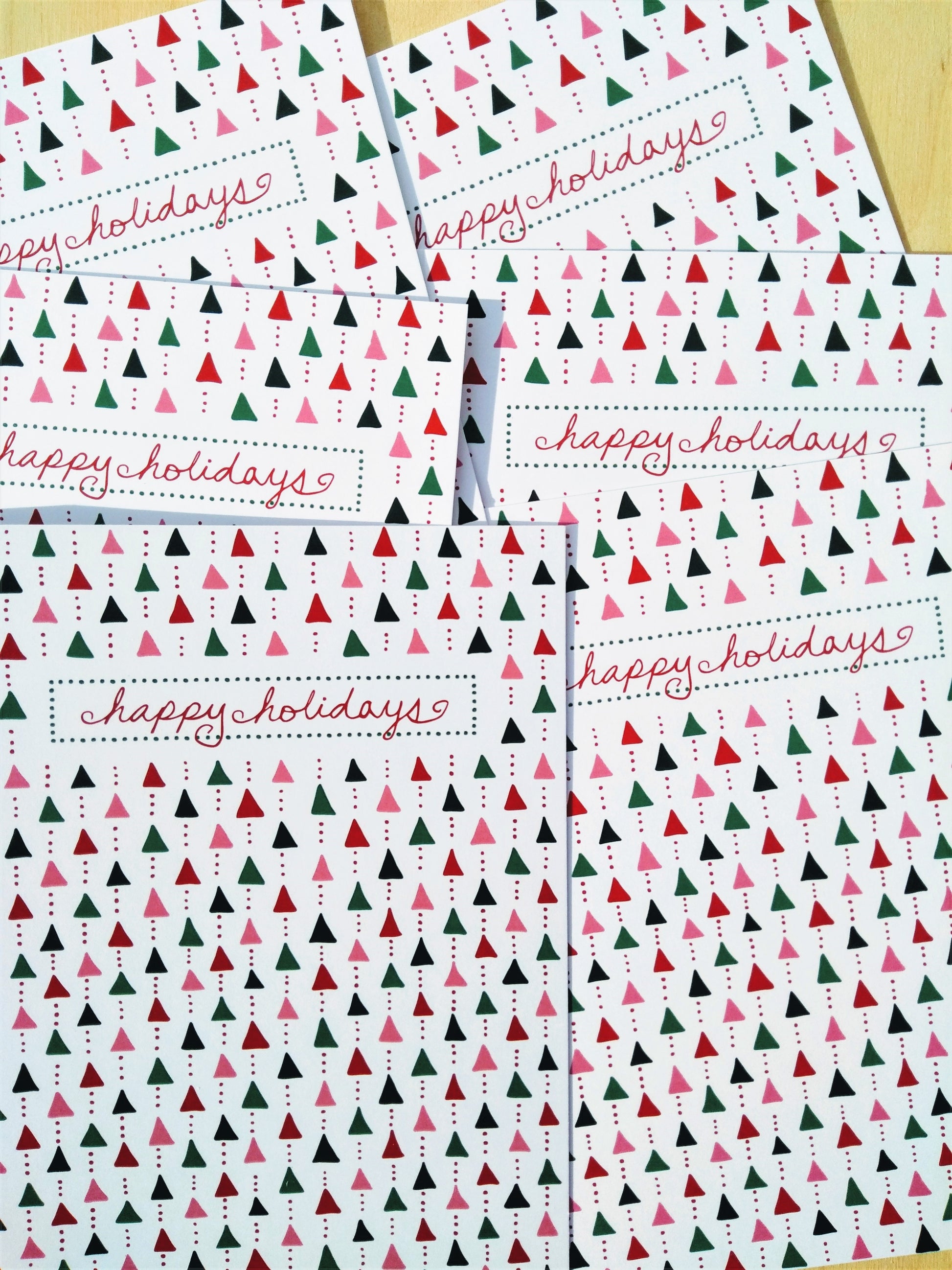Five Patch Design Trees and Dots Happy Holiday Greeting Cards