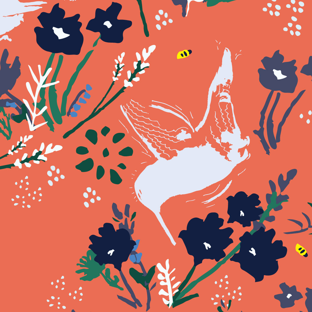 Five Patch Design hummingbird and flowers illustration