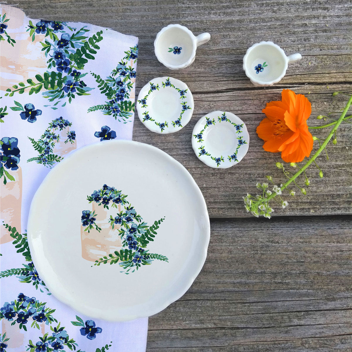 Five Patch Design pansy tableware