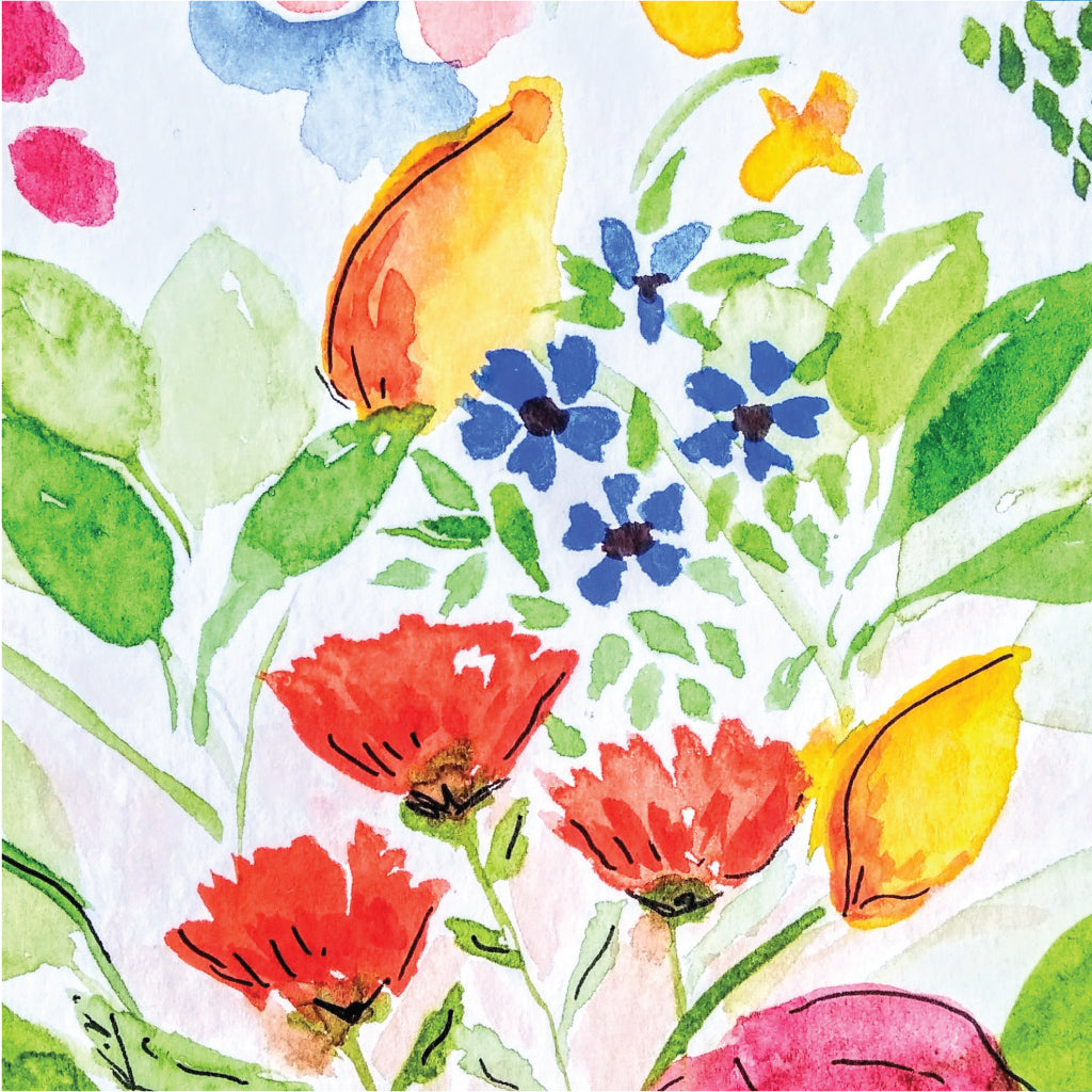 Five Patch Design close up of watercolor bouquet painting