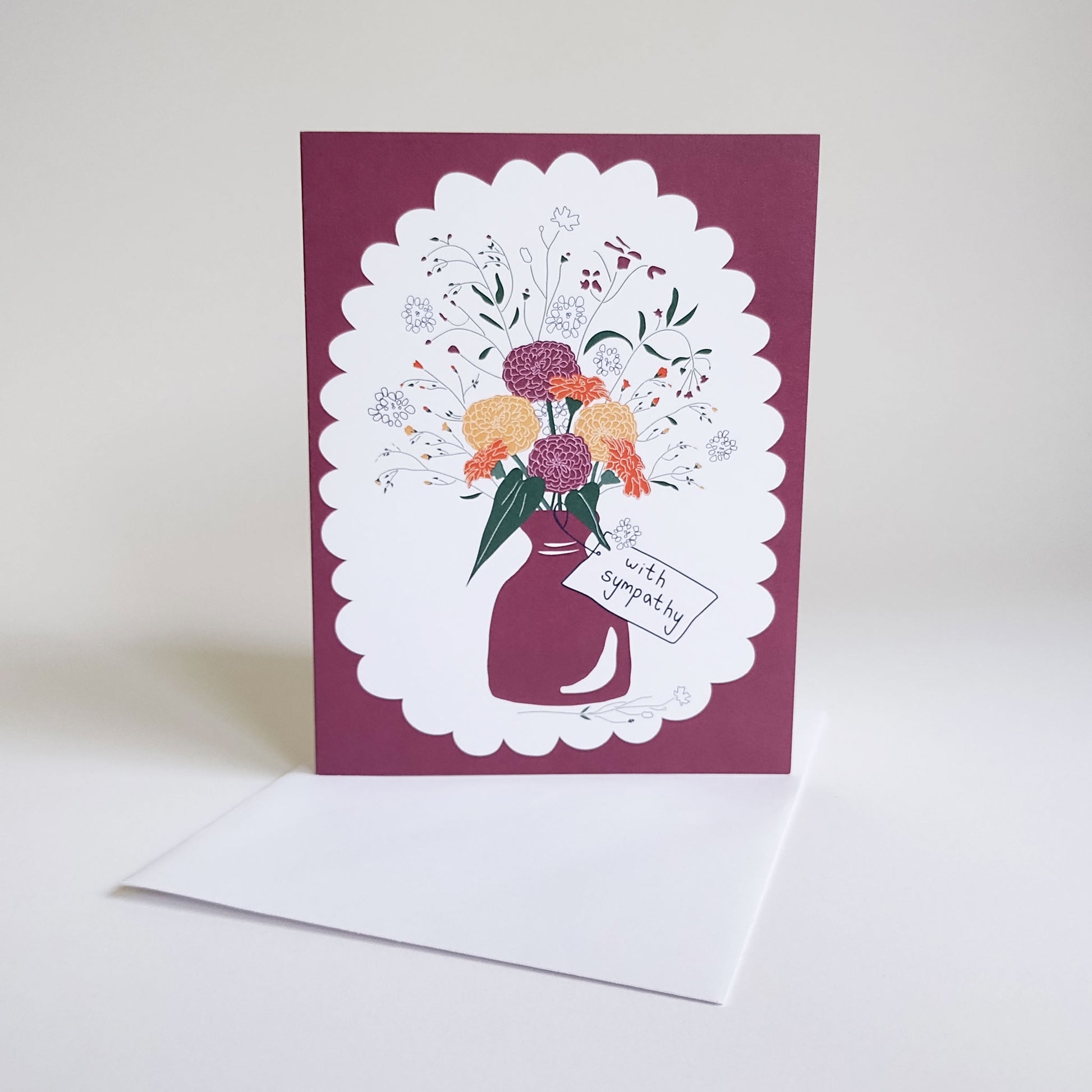 Five Patch Design With Sympathy greeting card and envelope