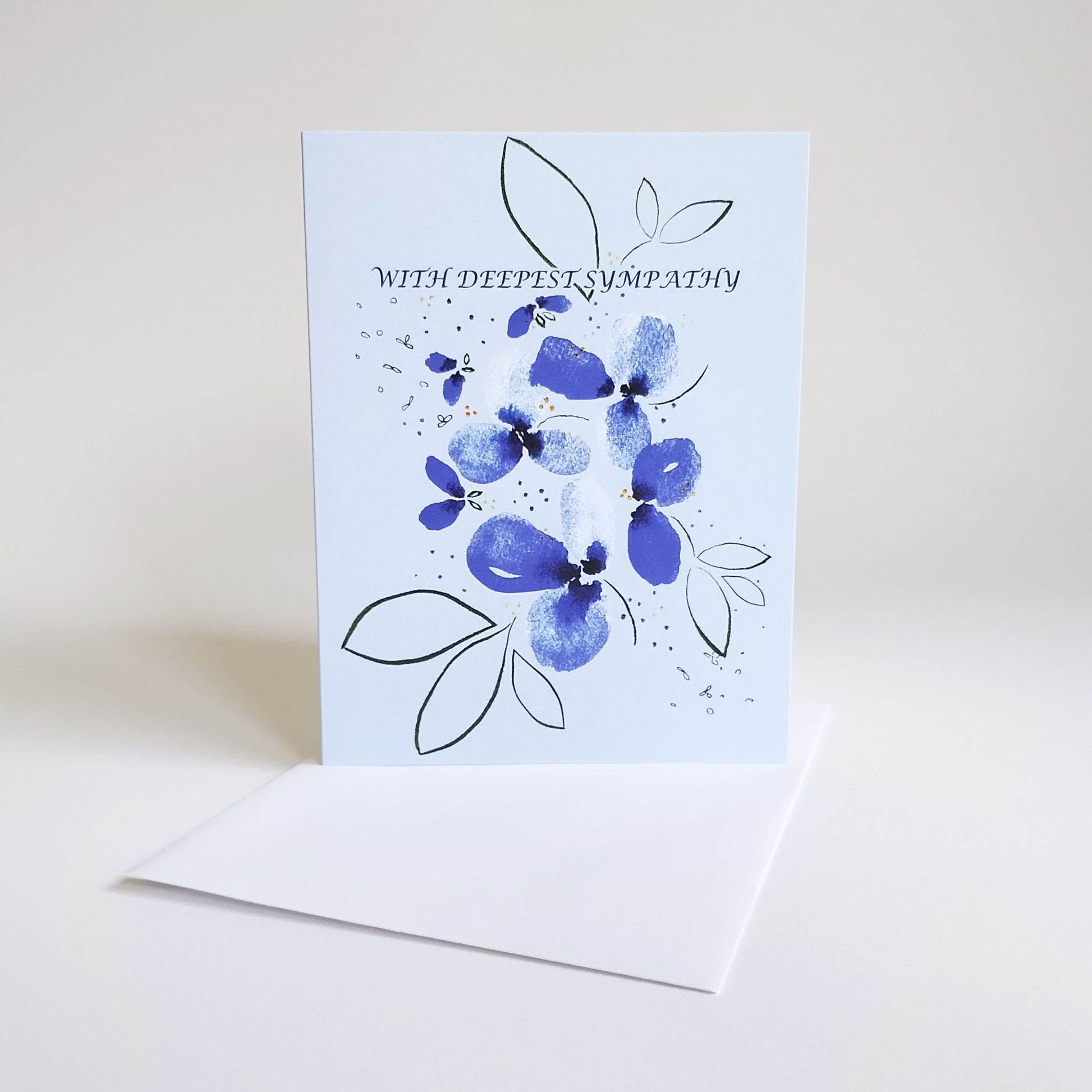 Five Patch Design With Deepest Sympathy Blue Florals Card and envelope