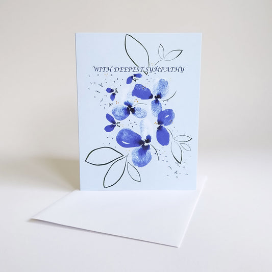 Five Patch Design With Deepest Sympathy Blue Florals Card and envelope