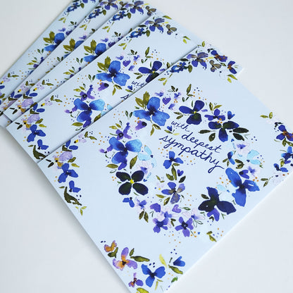 Five Patch Design With Deepest Sympathy Watercolor Wreath Greeting Cards