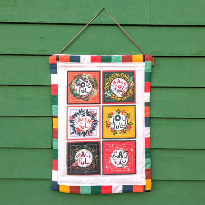 Five Patch  Design Birds and Words quilted wall hanging