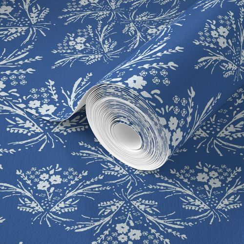Five Patch Design Damask in Bluebell roll of wallpaper