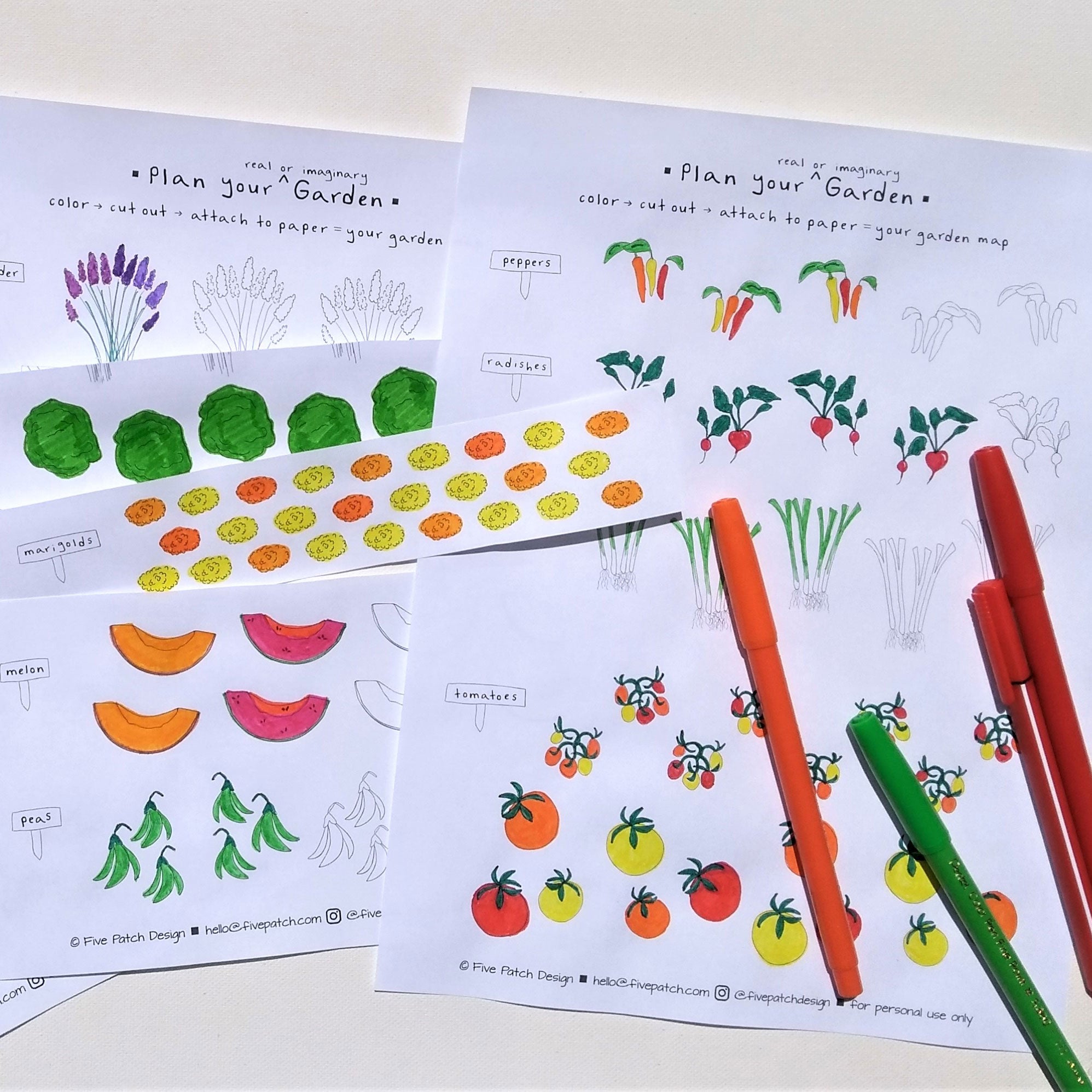 Five Patch Design Garden Planner Coloring Pages free printable