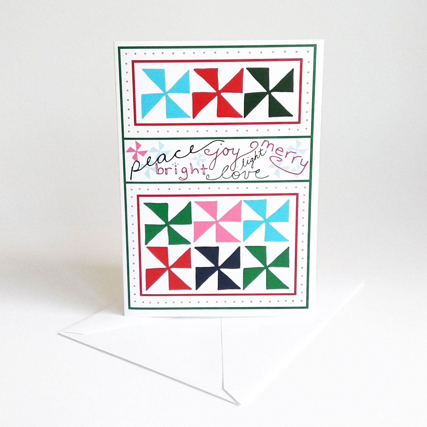 Five Patch Design Holiday greeting card with envelope