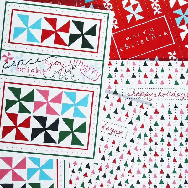 Five Patch Design Holiday greeting cards close up