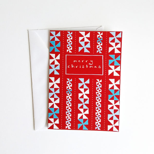 Five Patch Design Holiday greeting card with envelope