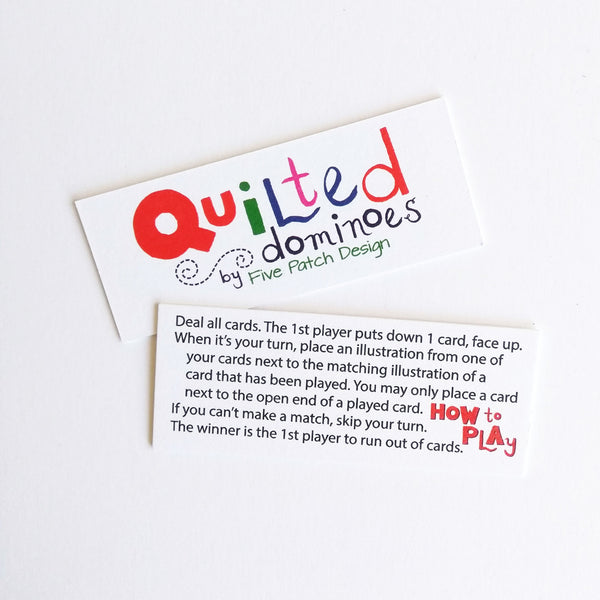 Five Patch Design Quilted Dominoes instruction card