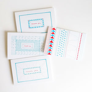Five Patch Design Set of 4 Thank You greeting cards