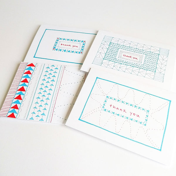 Five Patch Design Set of 4 Thank You greeting cards