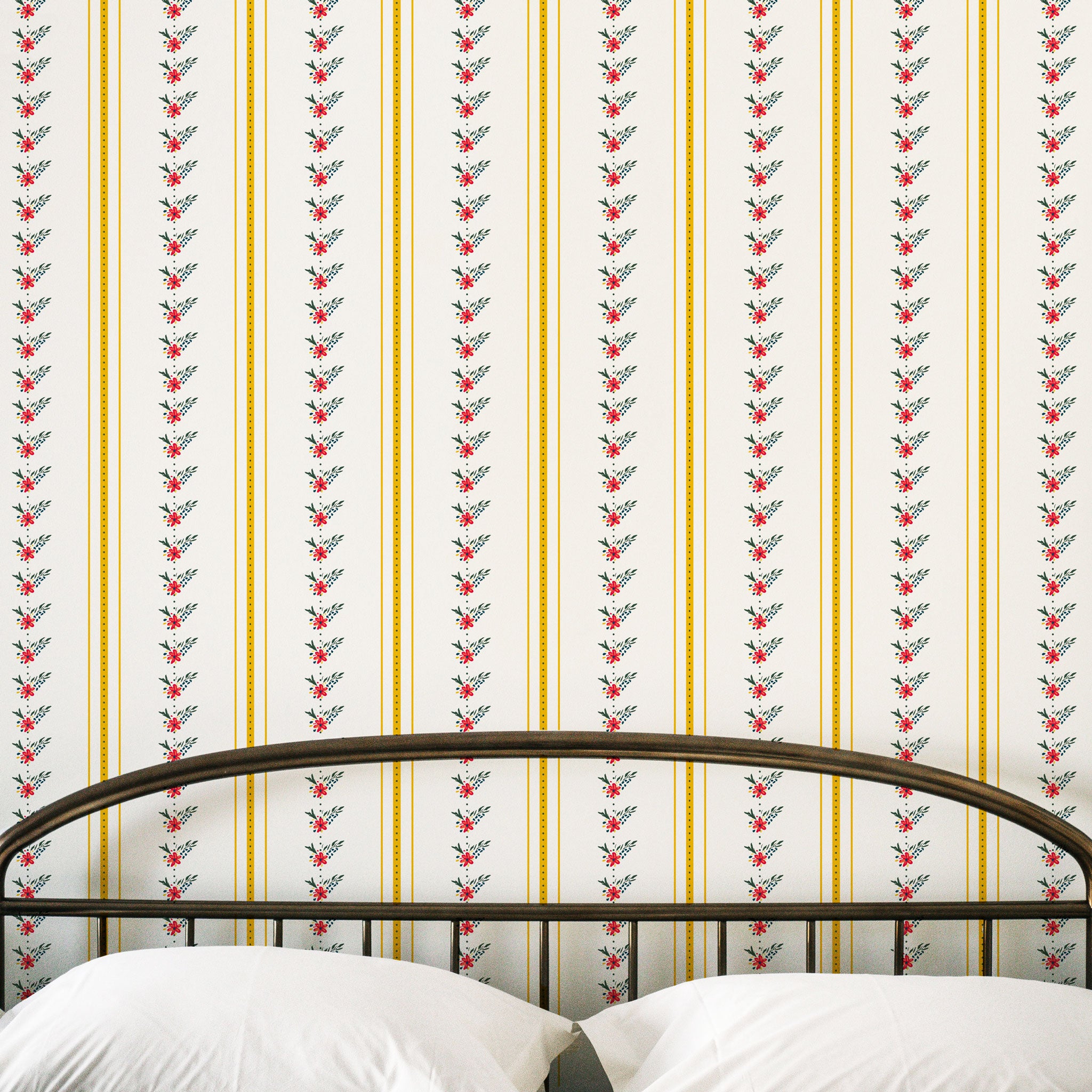 Five Patch Design Traditional Striped Floral Wallpaper