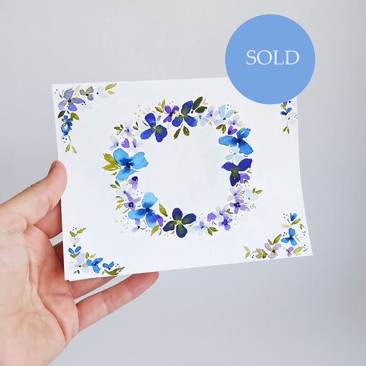 Five Patch Design Heart's Ease collection original watercolor greeting card