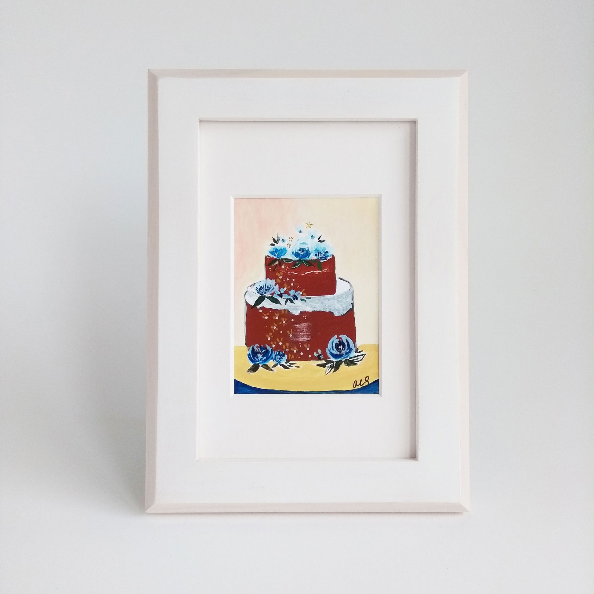 Five Patch Design Blue for You Framed Botanical Cake Painting