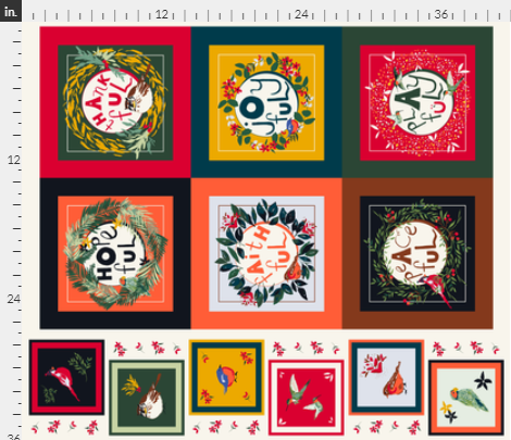 Five Patch Design Bountiful Autumn full yard fabric project panel with measurements
