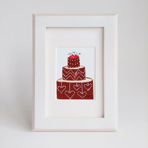 Five Patch Design Cherries on Top Framed Botanical Cake Painting